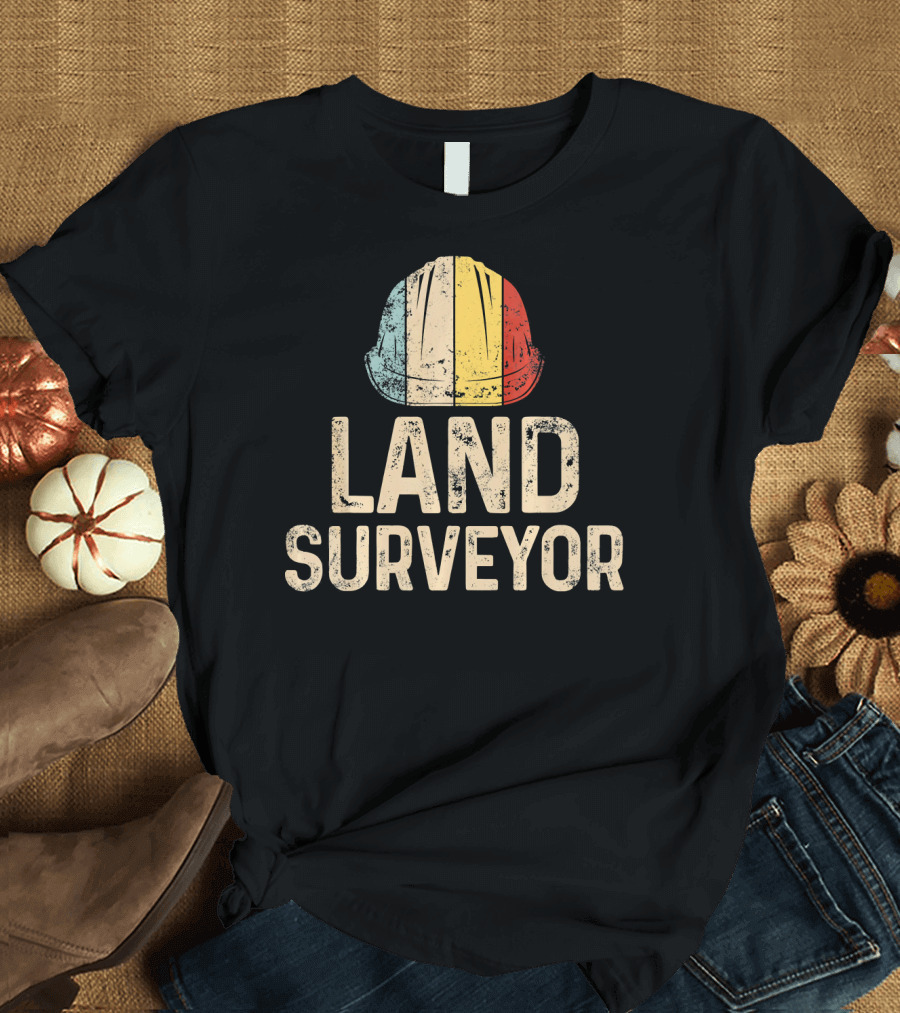 Land Surveyor Retro Hard Hat T-Shirt