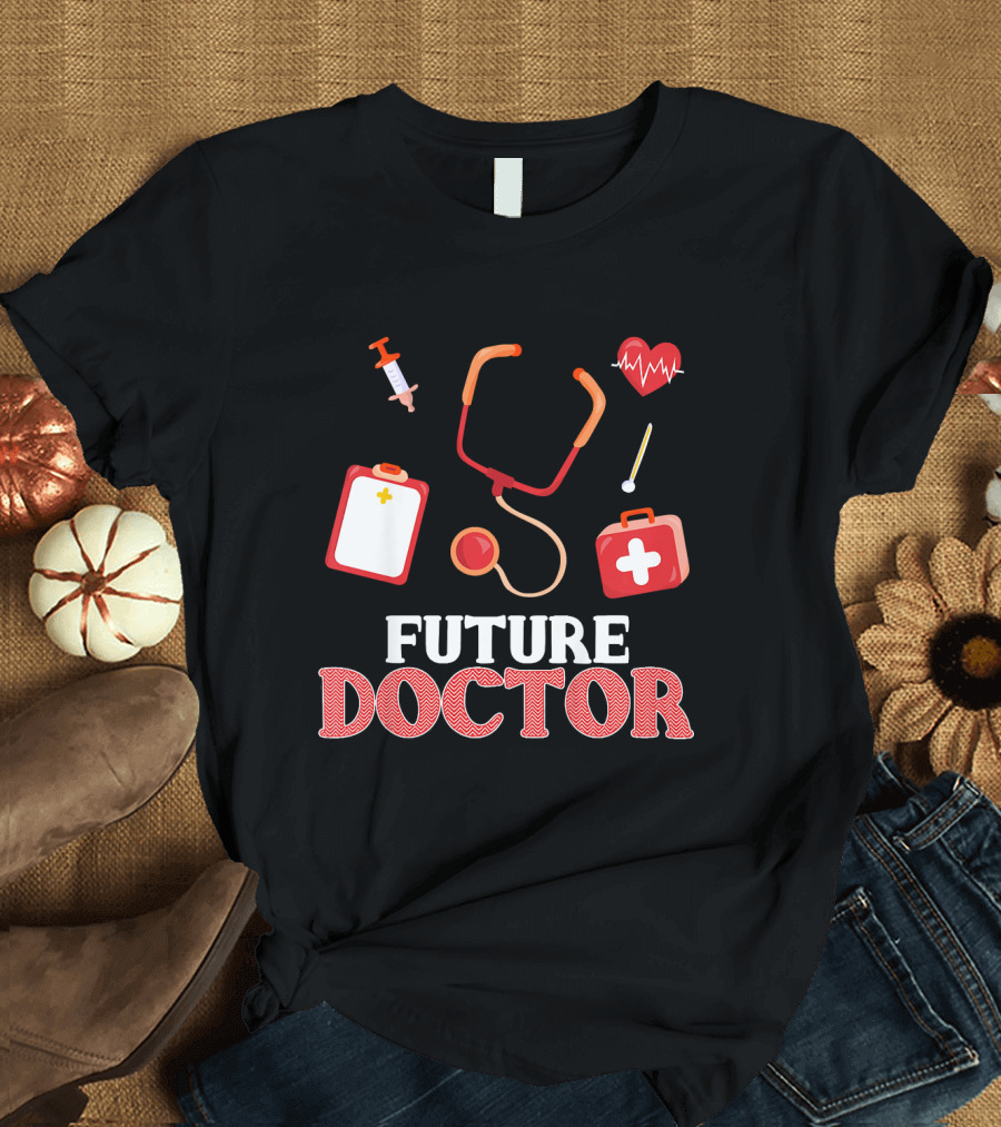 Future Doctor Kids Stethoscope Heart Syringe Medical Kit T-Shirt