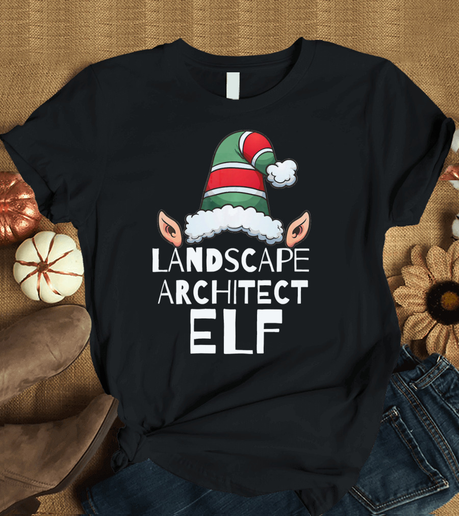 Elf Hat Landscape Architect Christmas T-Shirt