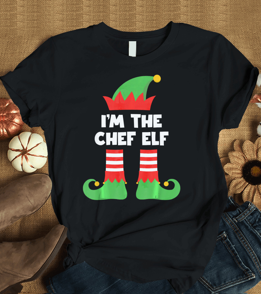 I'm The Chef Elf Christmas Costume Hat and Shoes T-Shirt