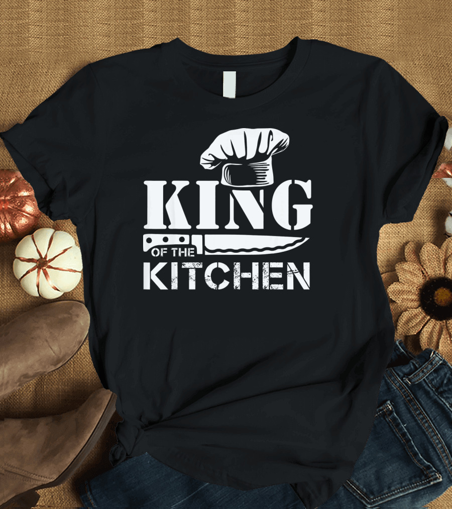King of the Kitchen Chef Hat and Knife Cooking Humor T-Shirt