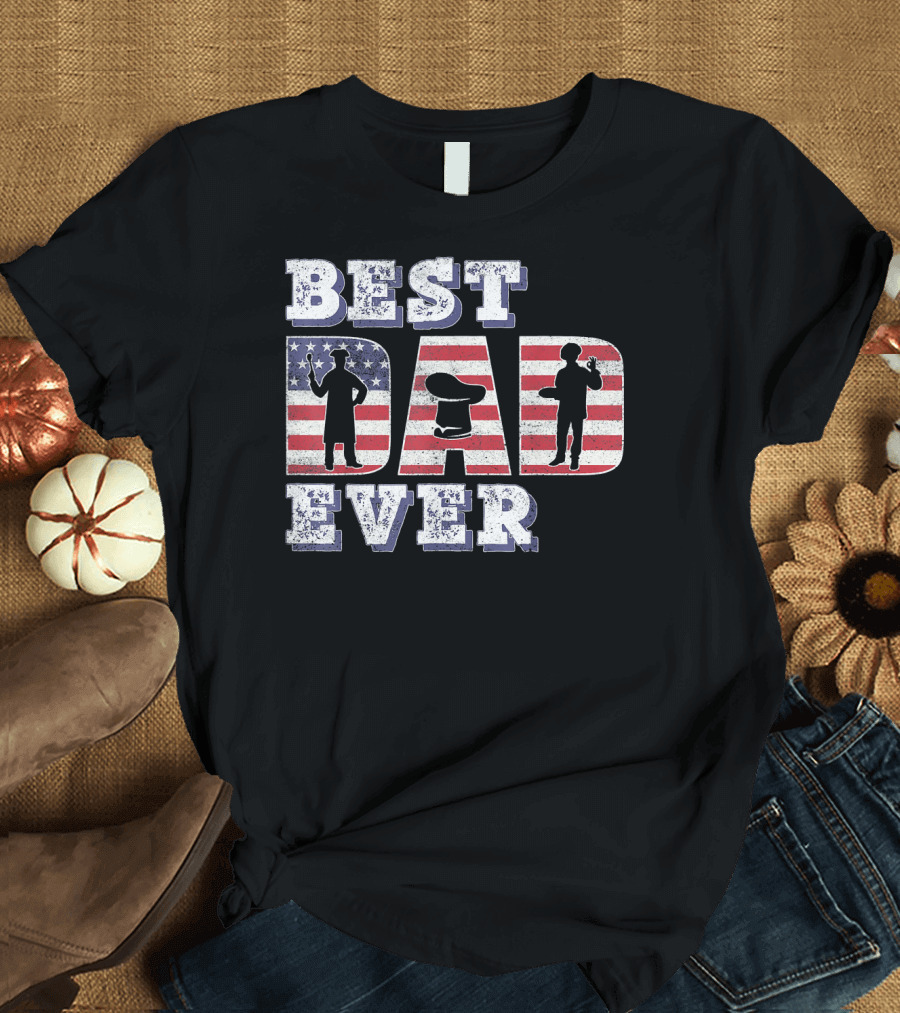Best Dad Ever American Chef USA Flag T-Shirt