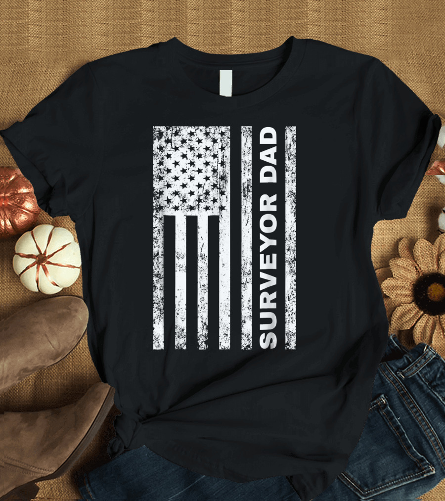 Surveyor Dad American Flag T-Shirt