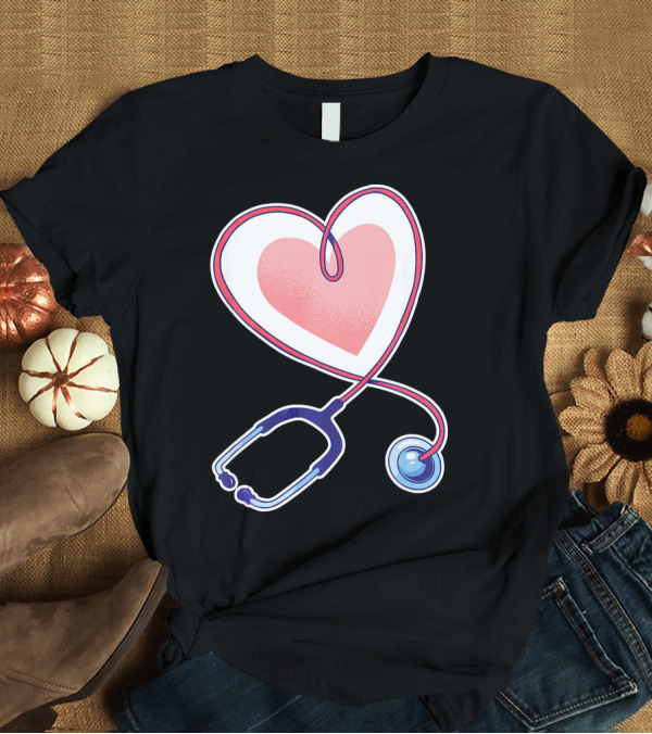 T-Shirt: Pink Heart Nurse and Doctor Stethoscope T-Shirt Pink Heart Nurse and Doctor Stethoscope T-Shirt