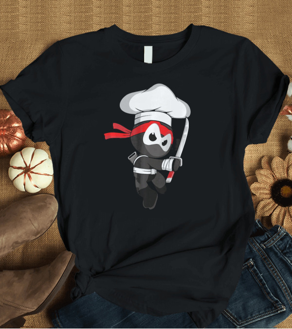 T-Shirt: Ninja Chef Culinary Ninjutsu Cooking Master with Sword and Red Headband T-Shirt Ninja Chef Culinary Ninjutsu Cooking Master with Sword and Red Headband T-Shirt