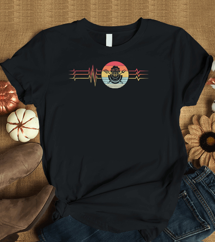 Retro Heartbeat Chef Lifeline Vintage Cooking T-Shirt