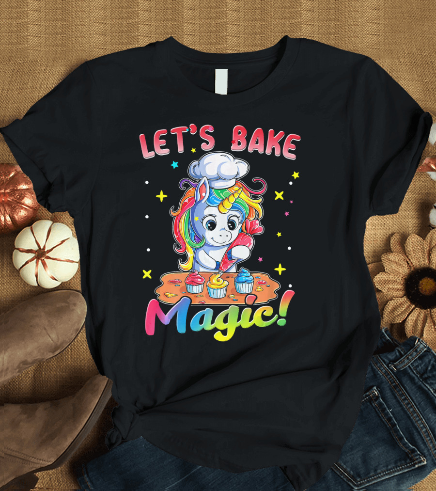 Let's Bake Magic Rainbow Unicorn Cupcake T-Shirt