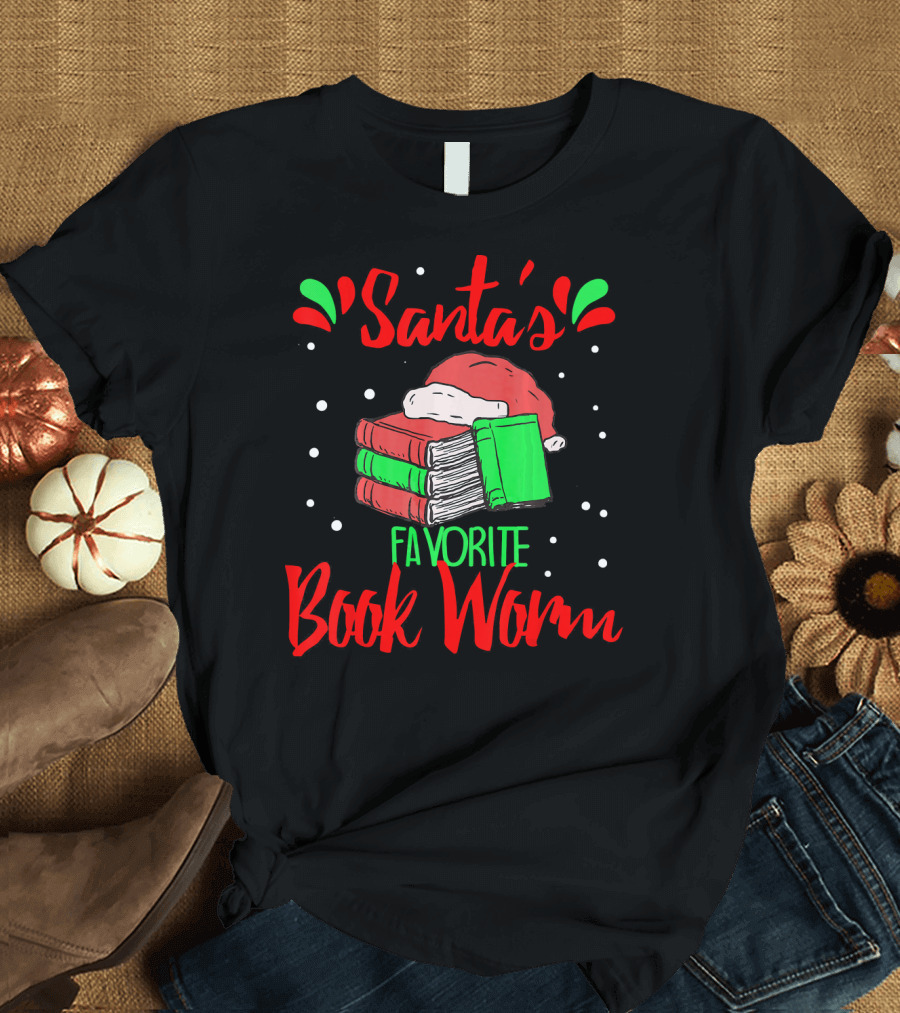 Santa's Favorite Book Worm Reader Nerd Christmas T-Shirt