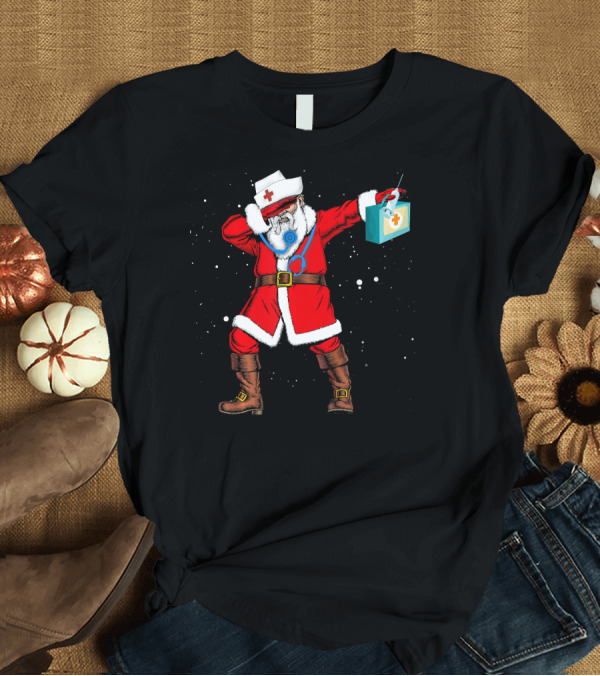T-Shirt: Santa Dabbing Nurse Doctor Medical Staff Christmas Stethoscope Doctor's Bag T-Shirt Santa Dabbing Nurse Doctor Medical Staff Christmas Stethoscope Doctor's Bag T-Shirt