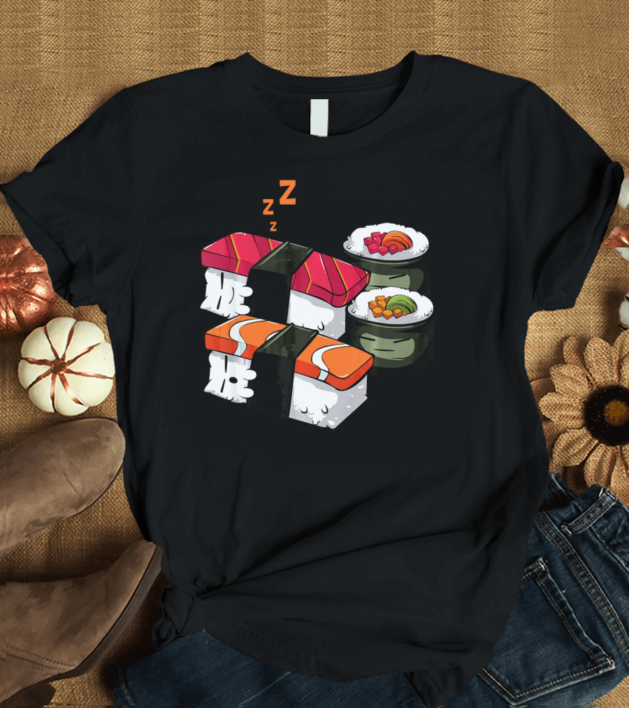Sleepy Sushi Japanese Cuisine Sleeping Nigiri and Rolls T-Shirt