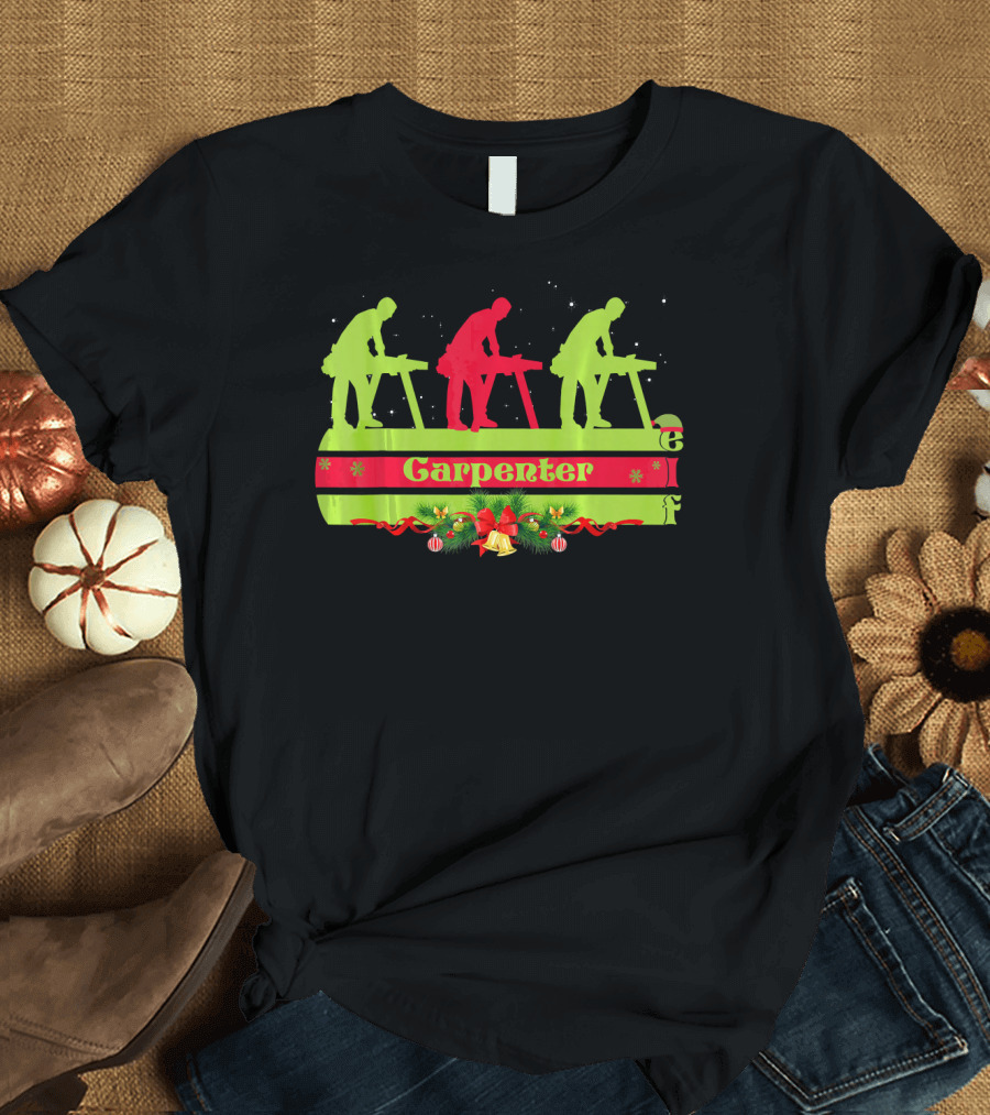Carpenter Elf Christmas Green and Red T-Shirt