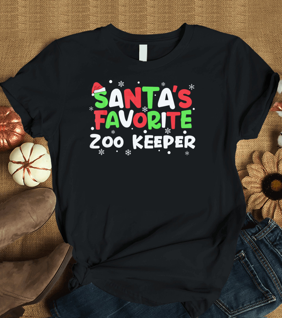 Santa's Favorite Zoo Keeper Christmas Snowflakes T-Shirt