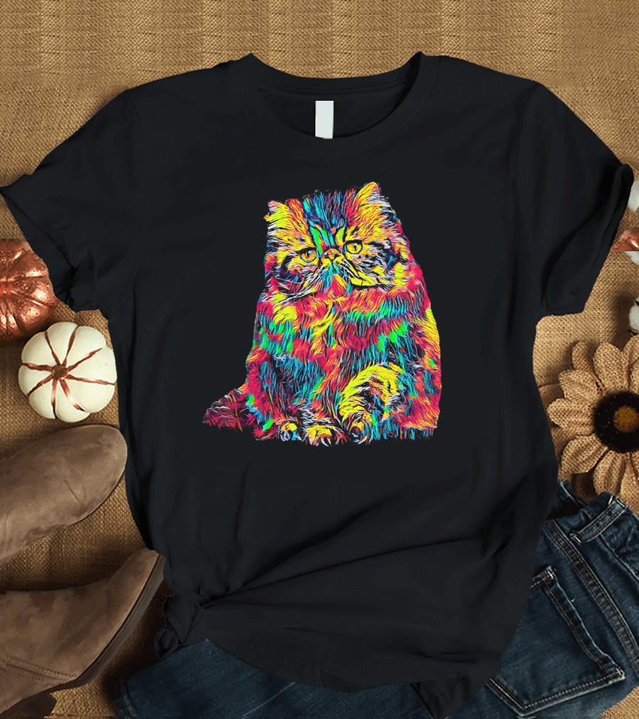 Persian Cat Neon Colorful Pop T-Shirt