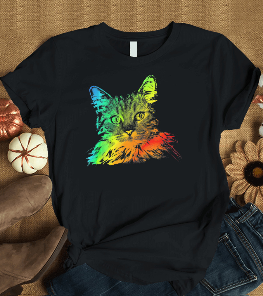 MAINE COON Colorful Rainbow Cat T-Shirt
