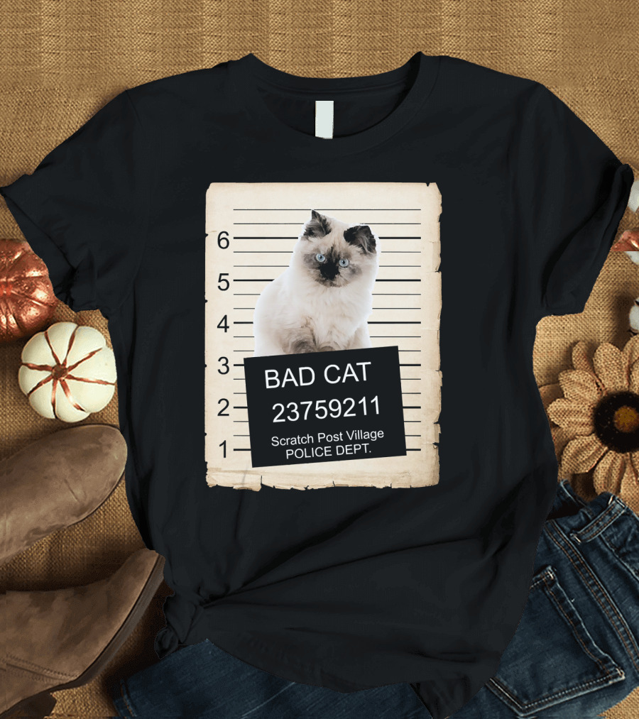 Bad Cat Ragdoll Kitten Police Department Mugshot Scratch Post Village 23759211 T-Shirt