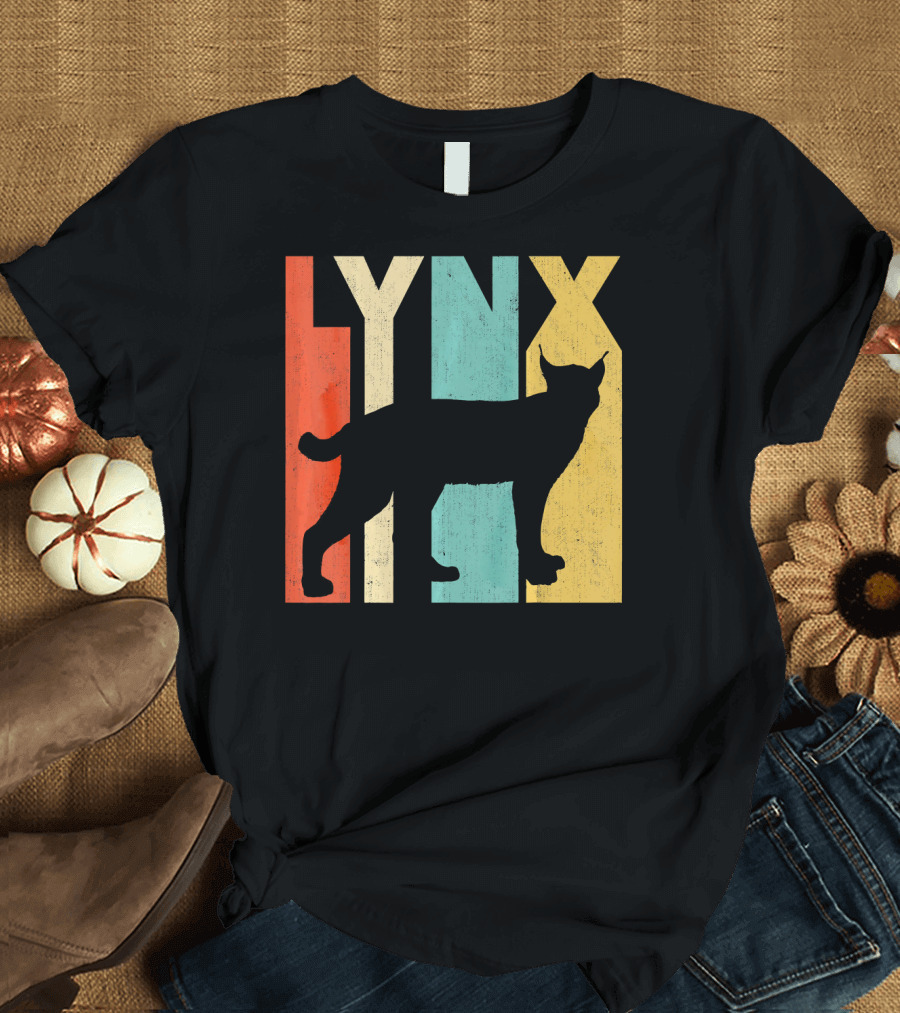 Lynx Silhouette Vintage Retro Block Colors T-Shirt