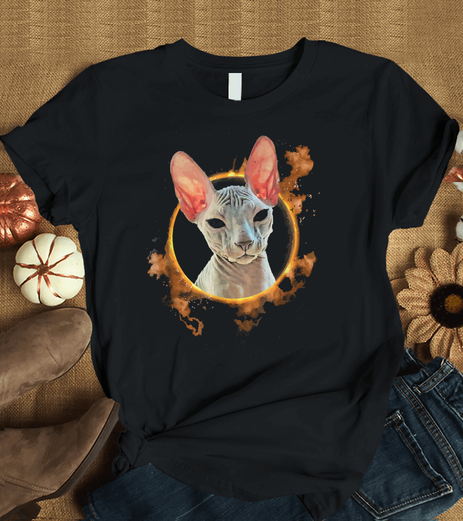 Black Metal Sphynx Cat Death Metal Goth Eclipse T-Shirt