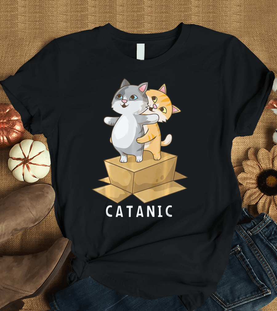 CATANIC Funny Cat Kitten Lover Parody Box Scene T-Shirt