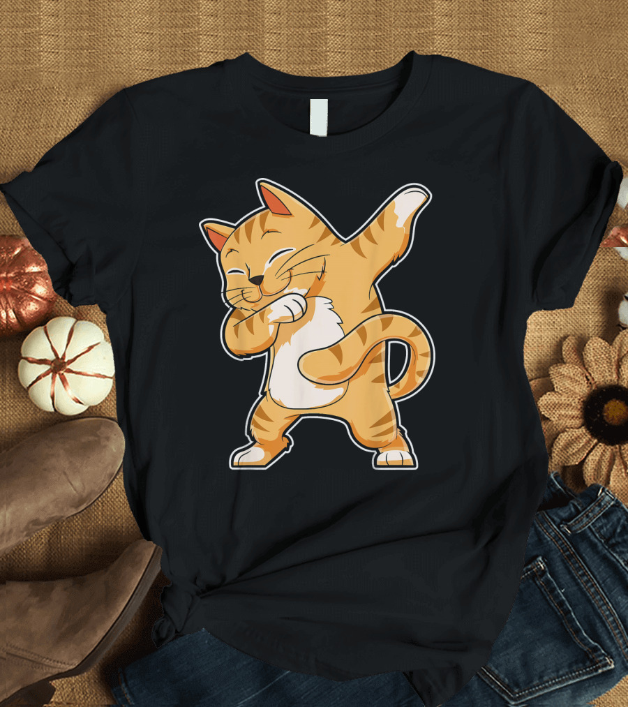 Dabbing Cat Funny Cats Kitty Kit Tigerstripe Feline Party Vibes T-Shirt
