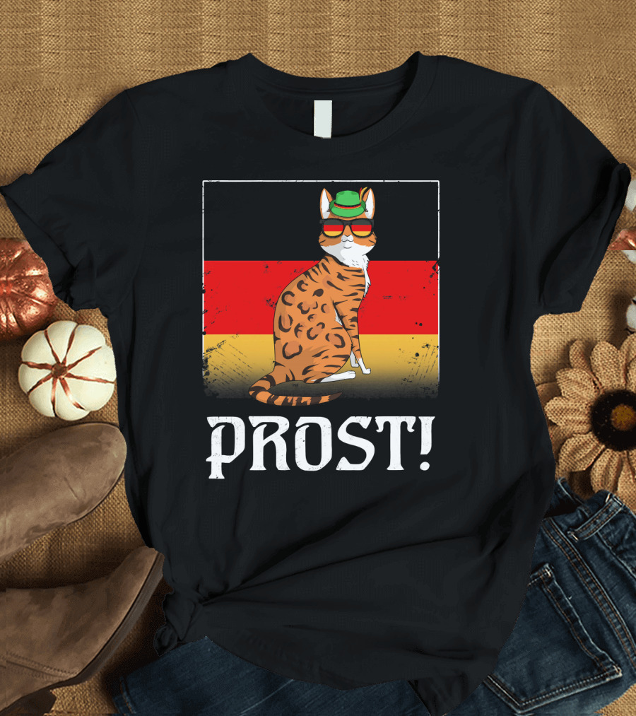 Bengal Cat Oktoberfest Prost German Flag Beer T-Shirt