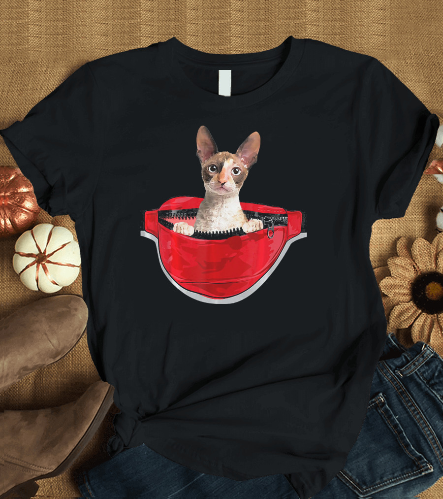 Funny Cornish Rex Cat in Red Waist Pack Poc T-Shirt