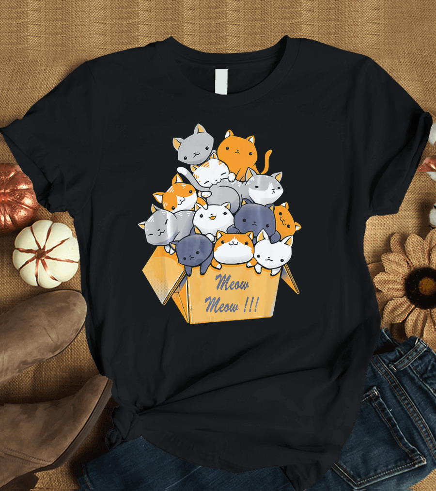 Cat Kawaii Kitten Meow Meow Cute Box T-Shirt