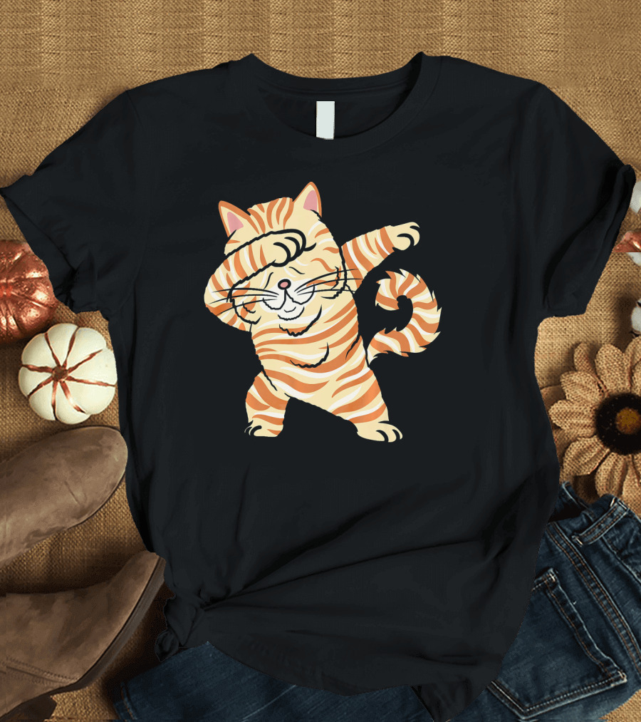 Exotic Shorthair Cat Dabbing Dance Striped T-Shirt