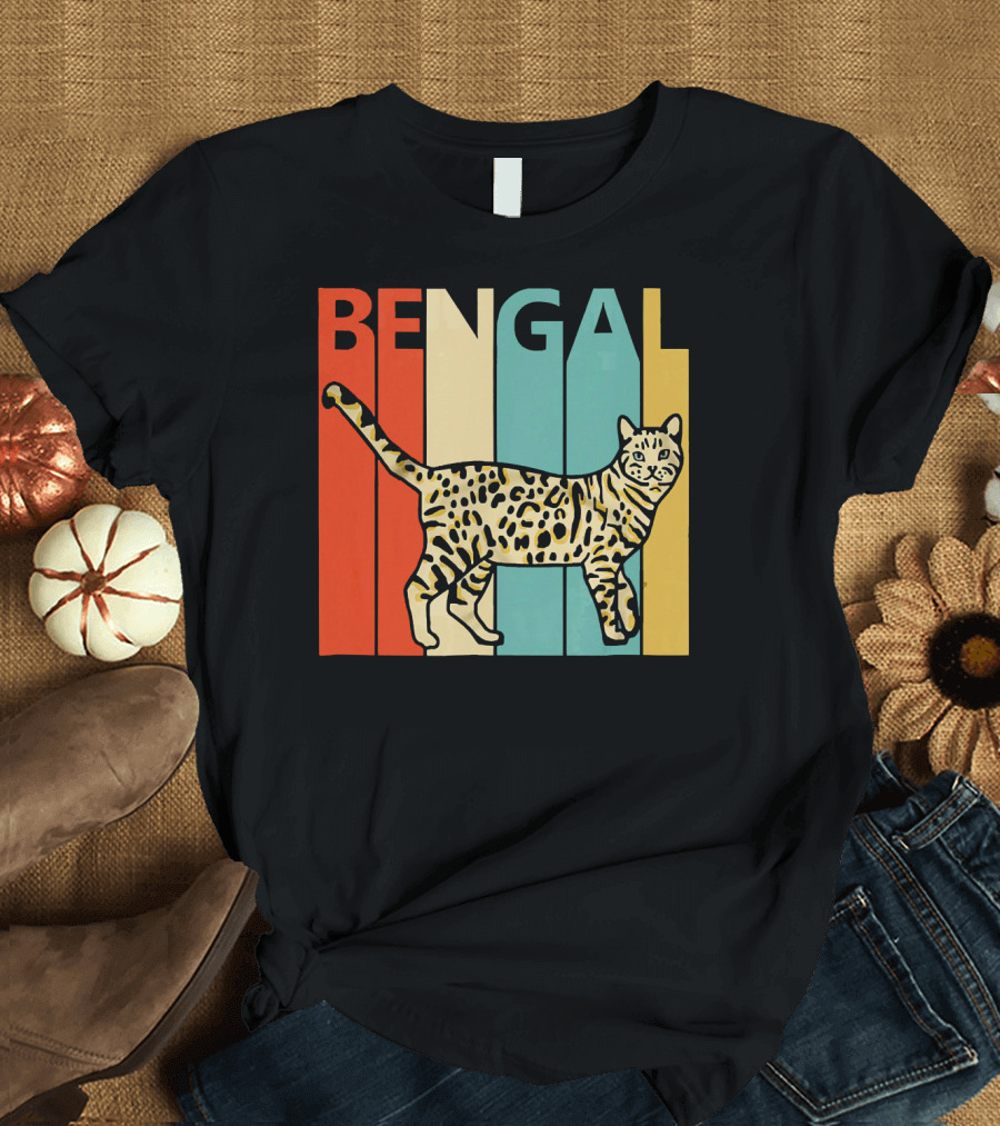 Bengal Cat Retro Vintage Stripes T-Shirt