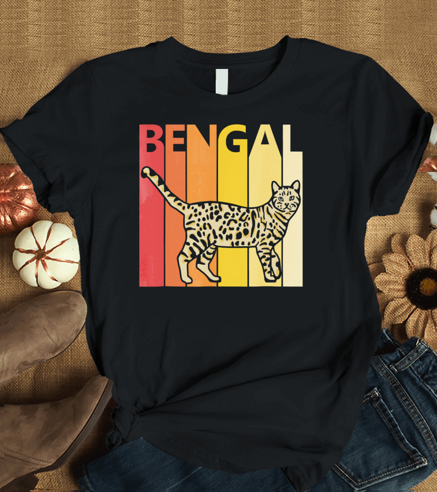 Retro Bengal Cat Vintage Stripes T-Shirt