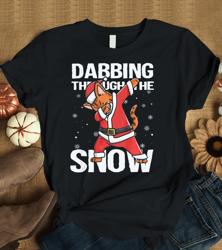 Dabbing Through the Snow Bengal Cat Santa Claus T-Shirt