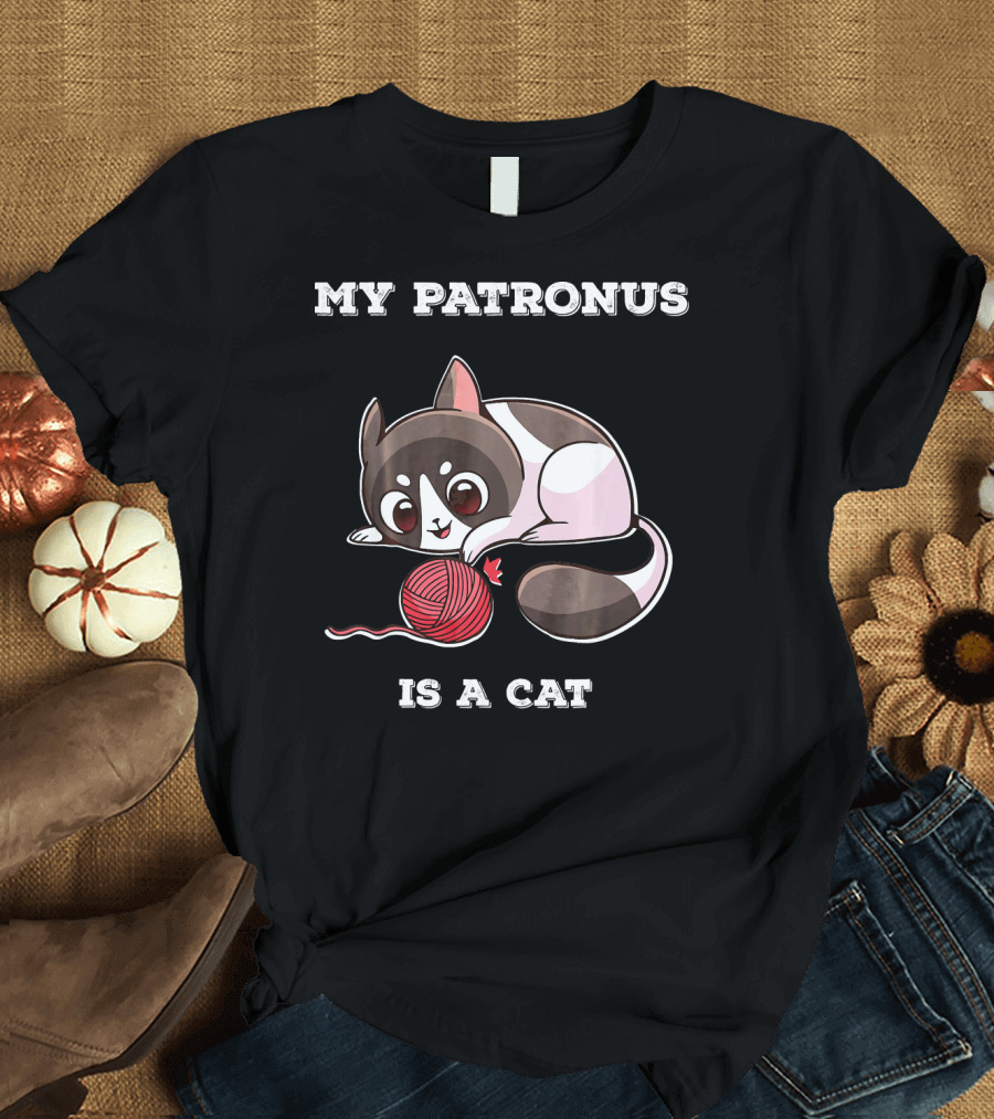 My Patronus Is A Cat Funny Kitten Playful Ball of Yarn T-Shirt