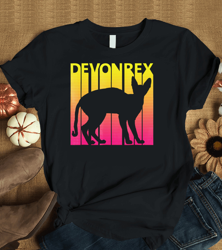 Devon Rex Cat Retro T-Shirt