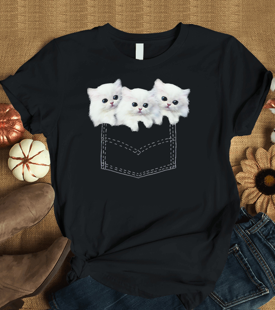 Persian Cats Trio in a Pocket Cute Fluffy Kittens T-Shirt