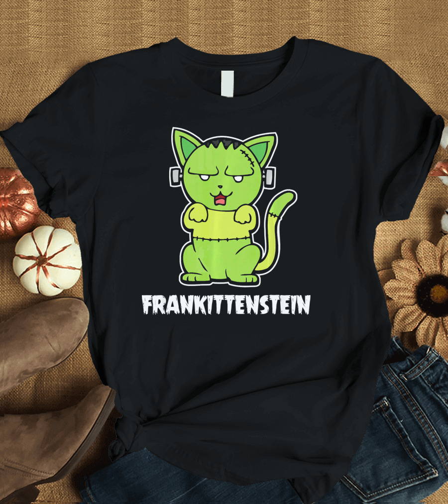 Frankittenstein Halloween Monster Cat Costume T-Shirt