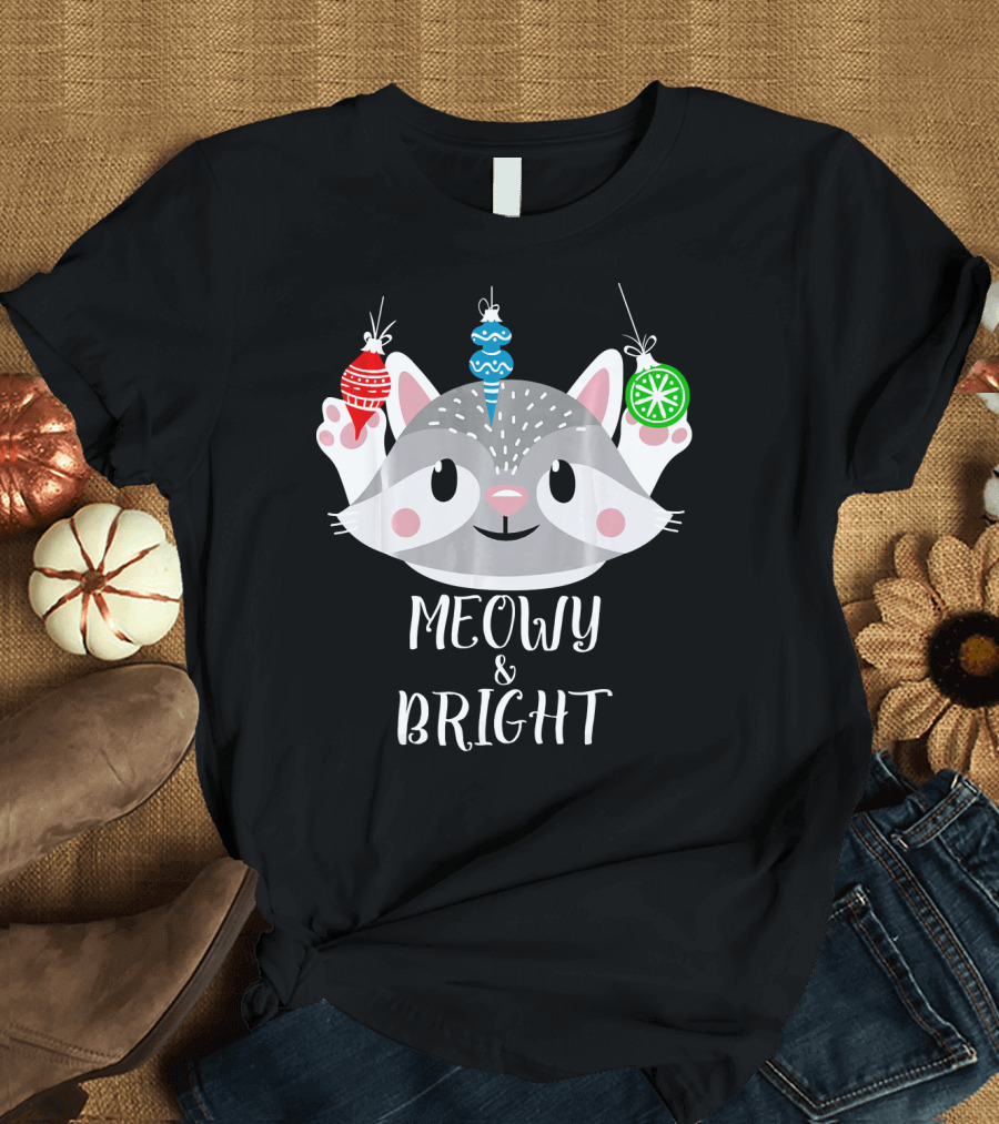 Meowy and Bright Cat Christmas Ornaments T-Shirt