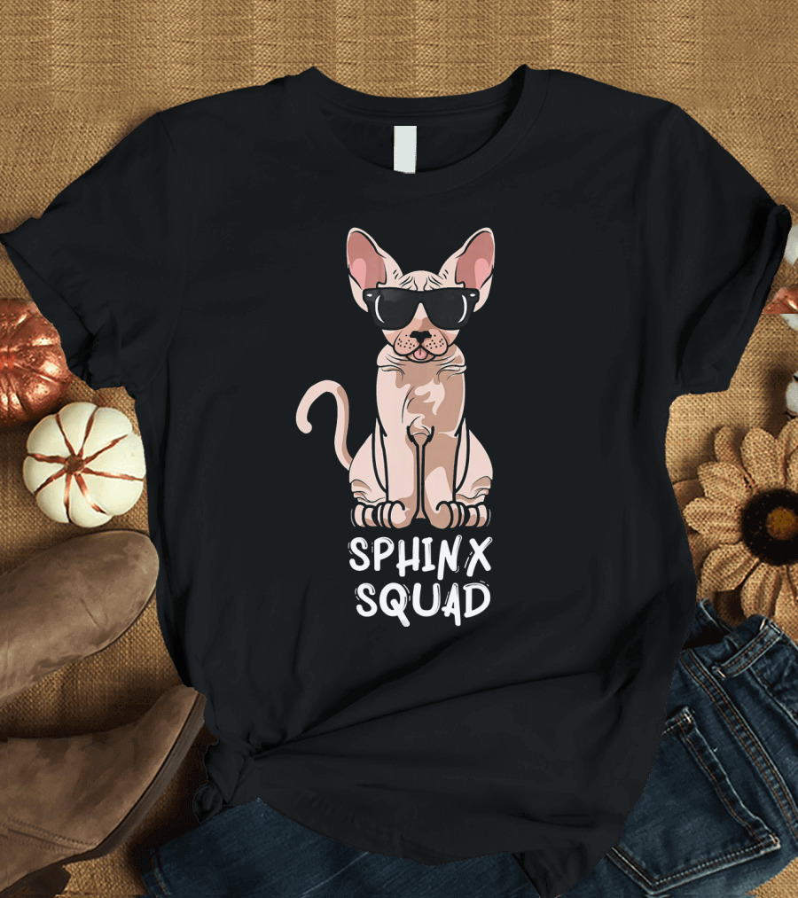 Sphynx Cat Squad Sunglasses Funny Cat Lover T-Shirt