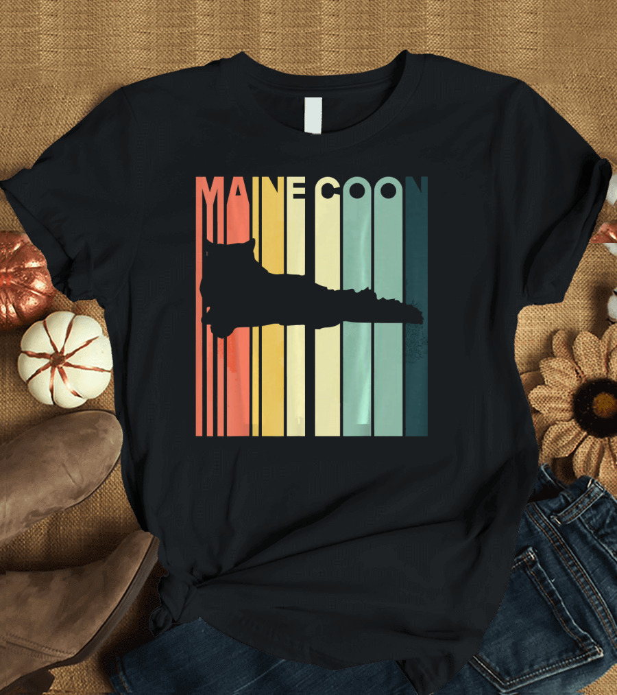 Maine Coon Retro Silhouette Cat Owner Love T-Shirt