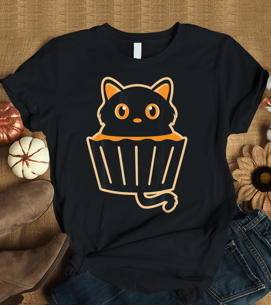 Cute Halloween Black Cat in a Pie T-Shirt