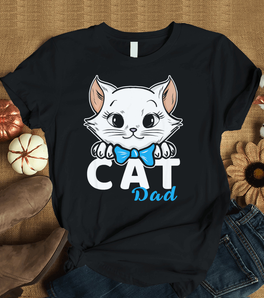 Cat Dad Funny Kitten Father with Cute Bowtie T-Shirt