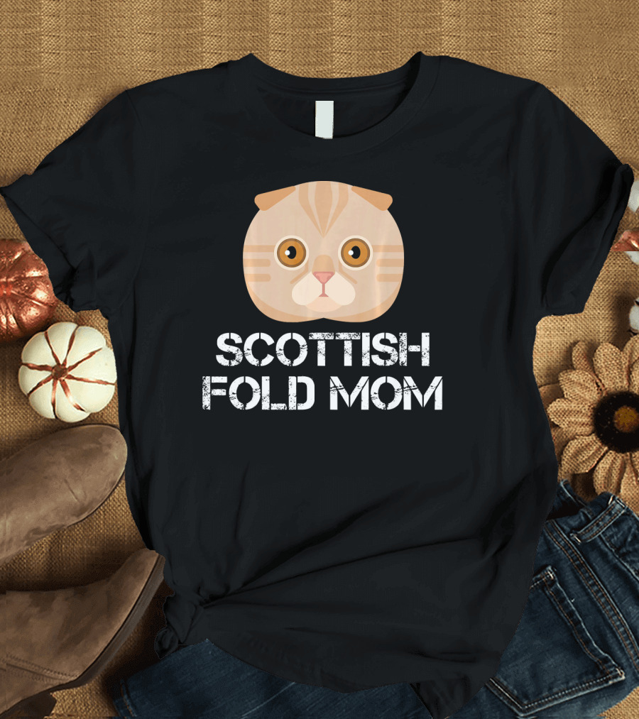 Scottish Fold Mom Cat Owner Head T-Shirt