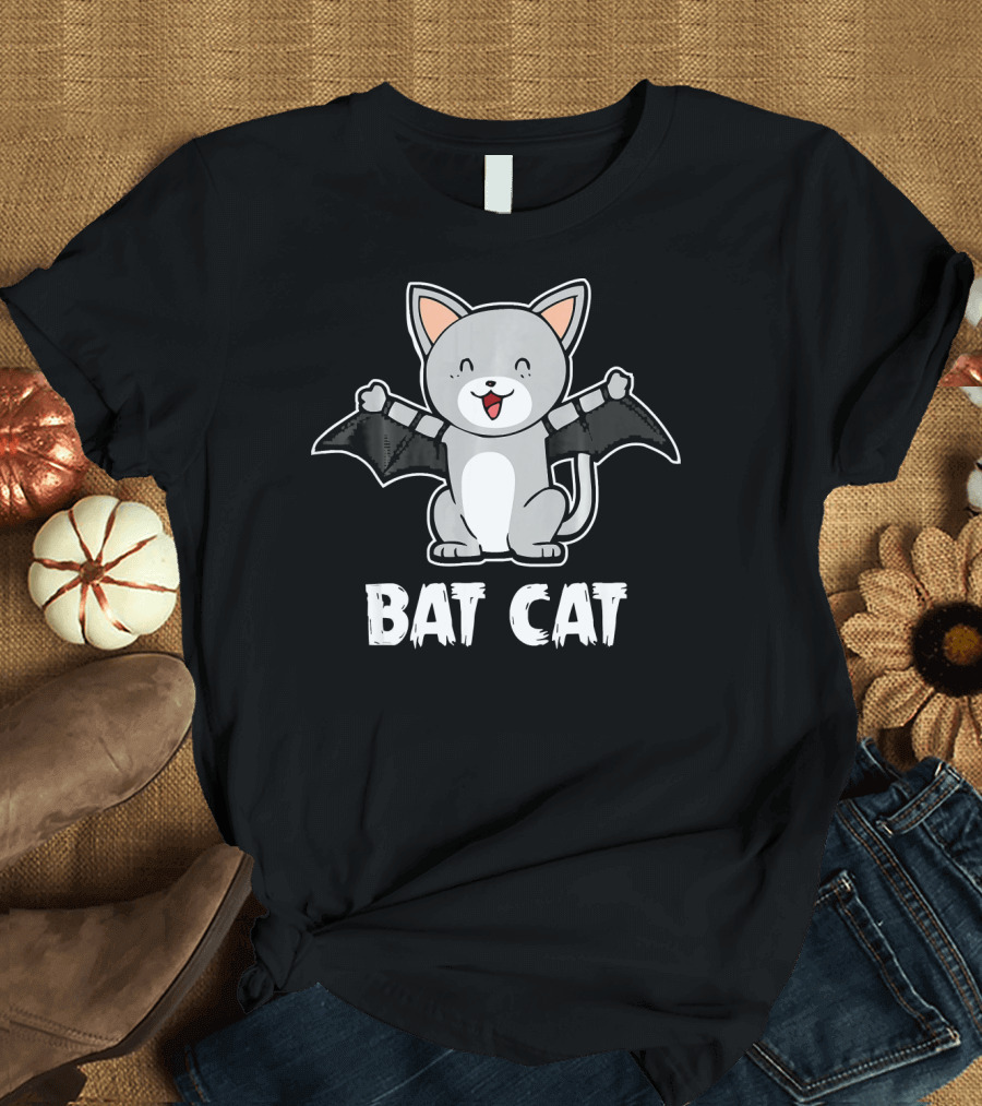 Bat Cat Halloween Costume Vampire Above Cute Feline With Bat Wings T-Shirt