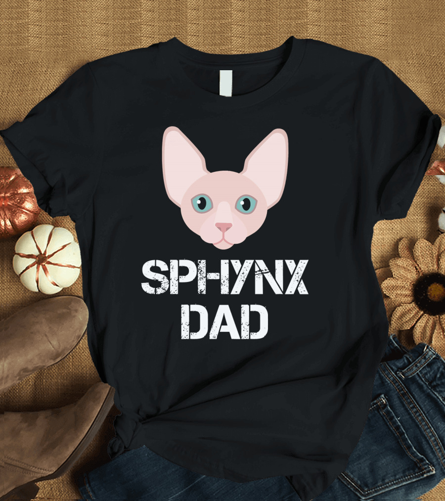 Sphynx Dad with Cat Face T-Shirt