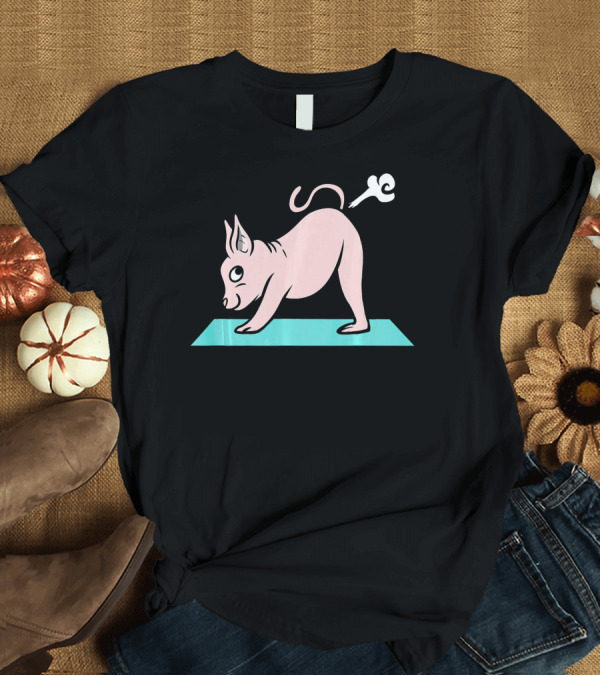 T-Shirt: Sphynx Cat Yoga Pose with Farting Funny Pet T-Shirt Sphynx Cat Yoga Pose with Farting Funny Pet T-Shirt