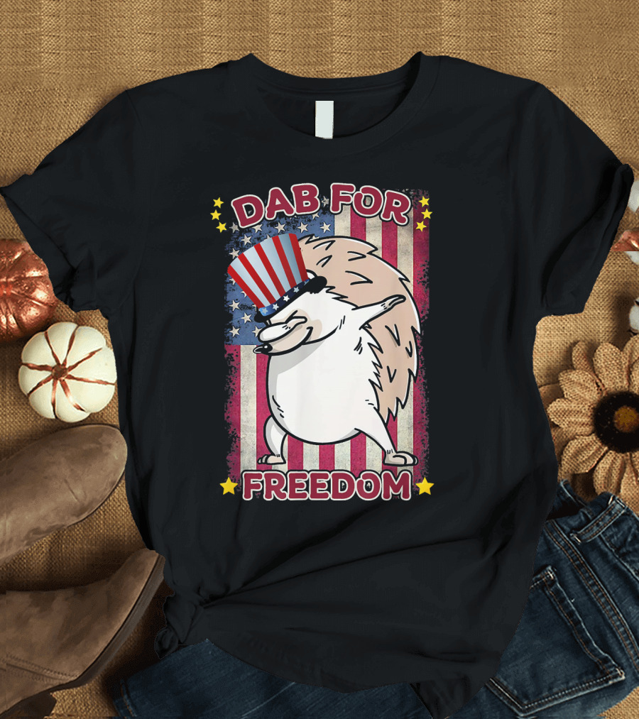 DAB FOR FREEDOM HEDGEHOG USA FLAG STARS STRIPES PATRIOTIC HAT T-Shirt