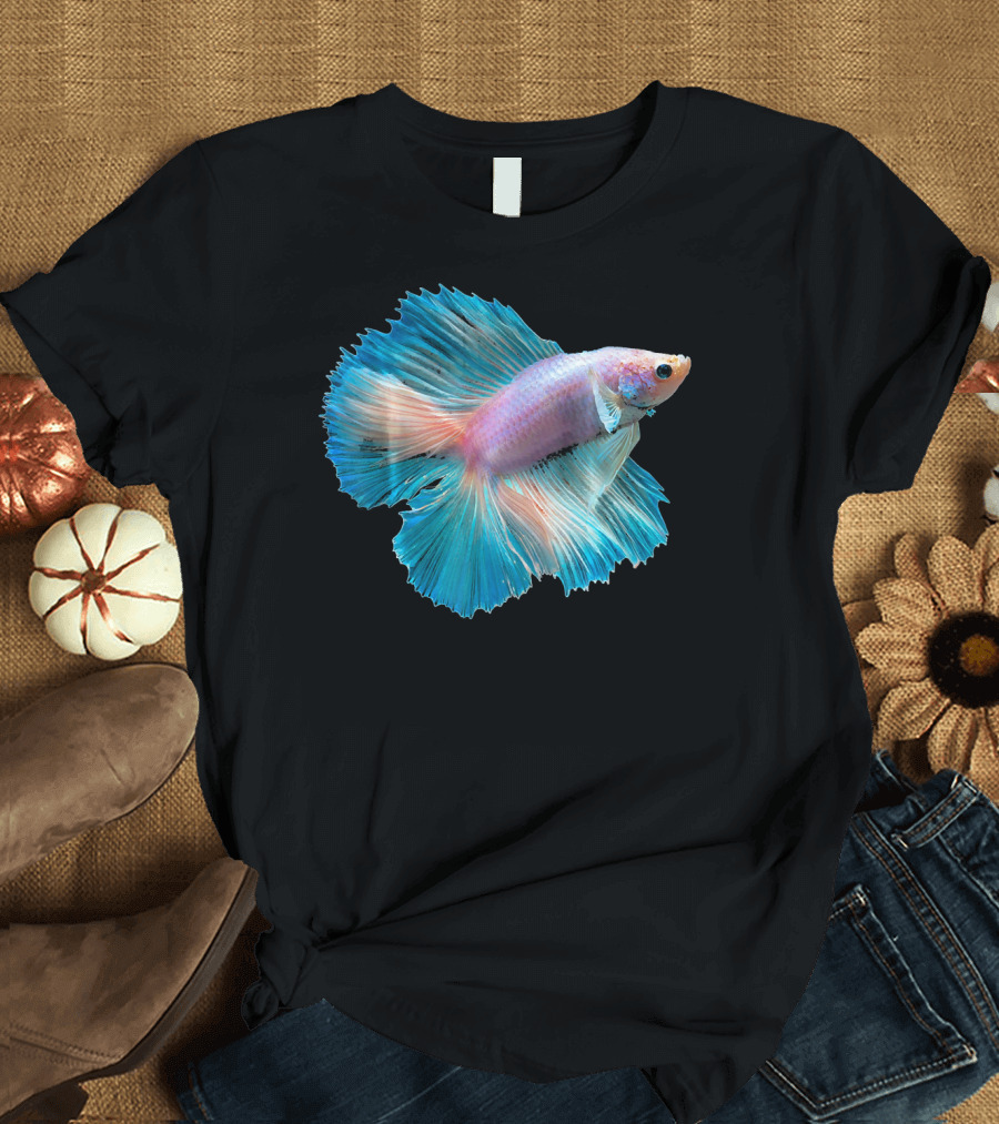 Betta Blue Dumbo Betta Double Tail Vibrant Fish Display T-Shirt