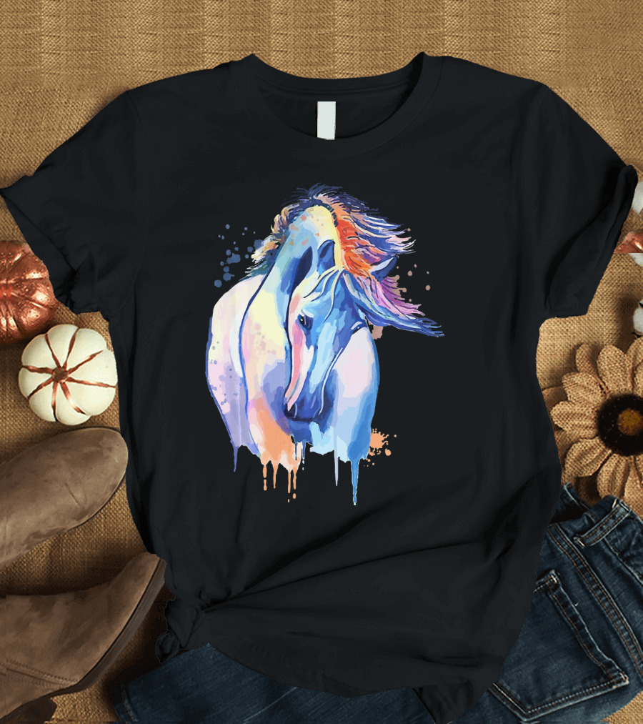 Colorful Painted Horses Splashed in Vibrant Hues T-Shirt