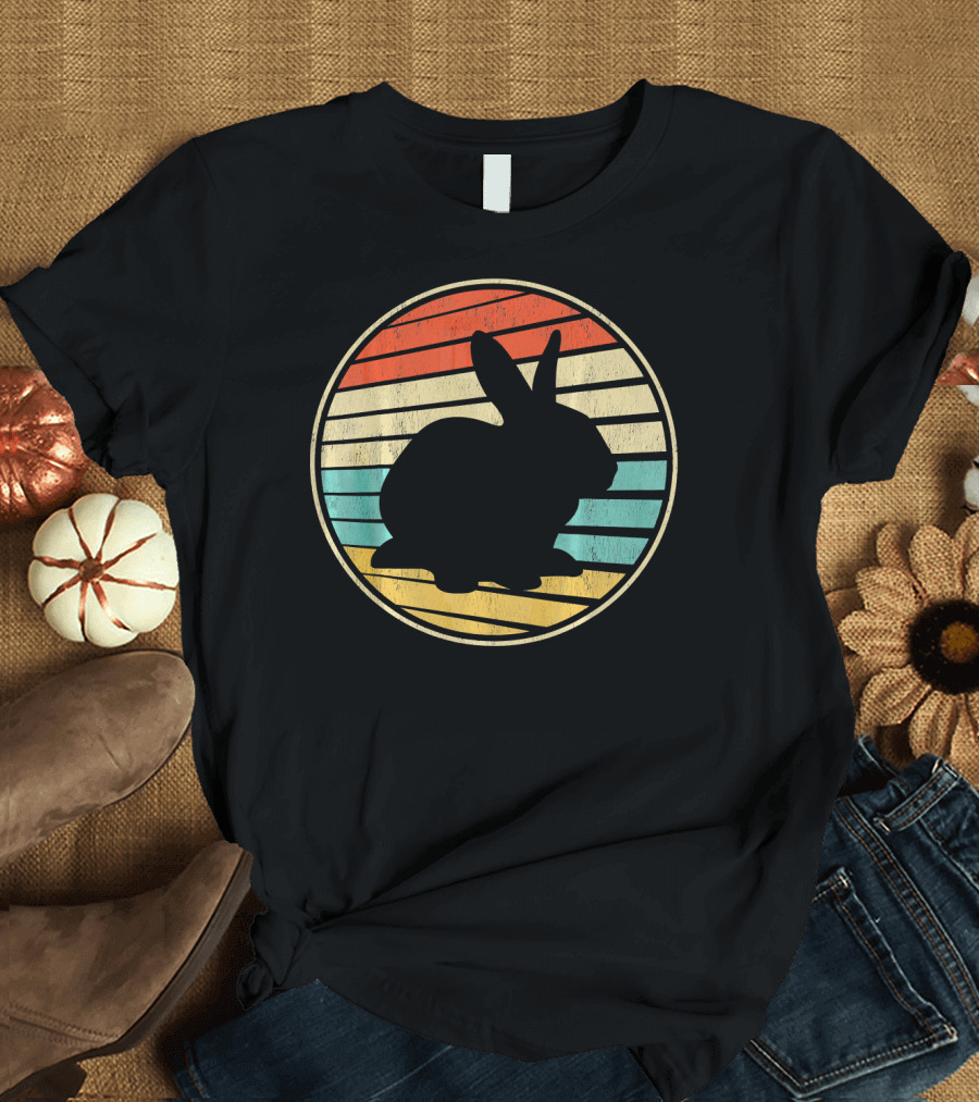 Retro 70s 80s Cool Rabbit Vintage Stripes T-Shirt