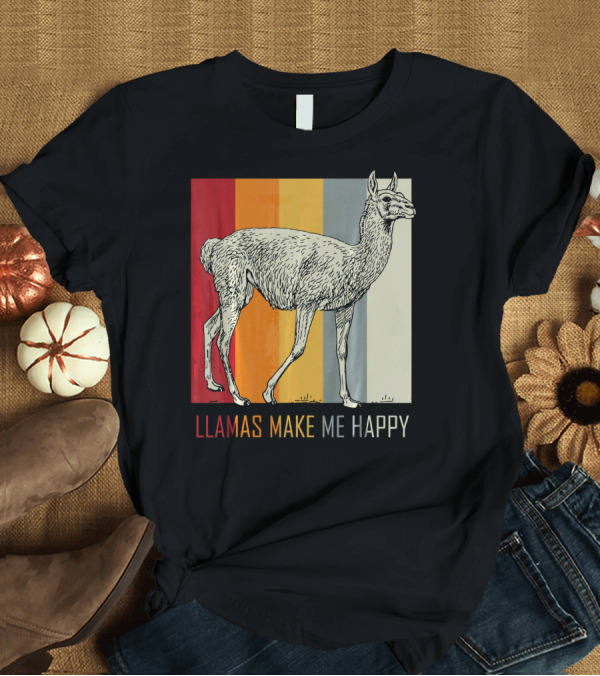 T-Shirt: LLAMAS MAKE ME HAPPY Animal Lover Idea Alpaca Zoo Animal T-Shirt LLAMAS MAKE ME HAPPY Animal Lover Idea Alpaca Zoo Animal T-Shirt