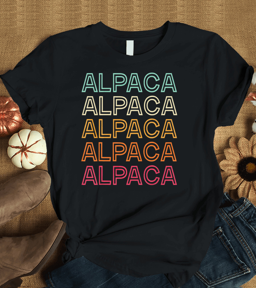 Alpaca Retro Vintage 1980s Text Gradient T-Shirt