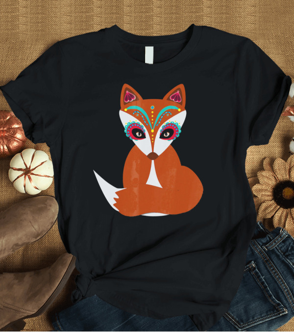 T-Shirt: Autumn Sugar Skull Fox T-Shirt Autumn Sugar Skull Fox T-Shirt